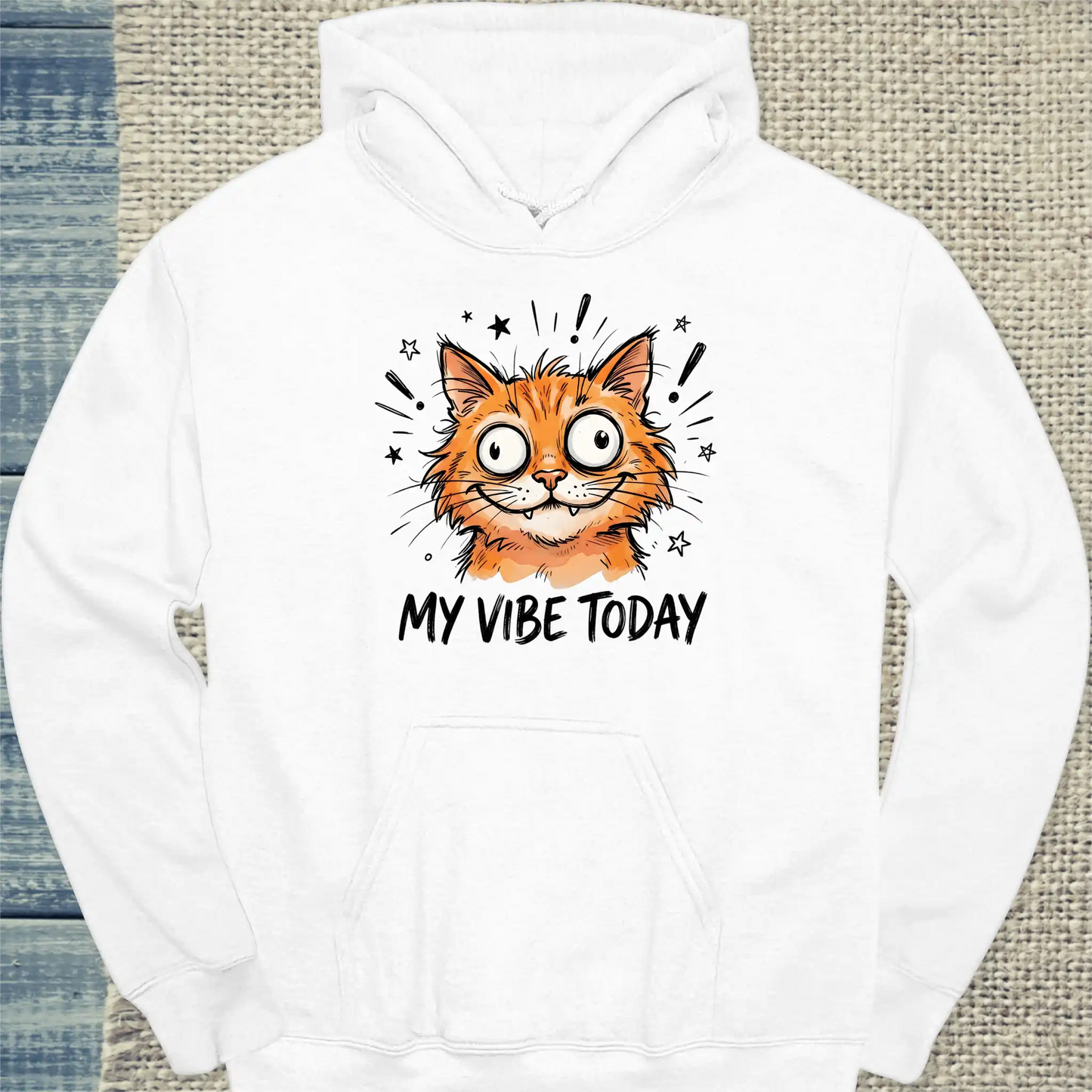 Hoodie - My Vibe Today - Unisex - Katze, Orange Weiß