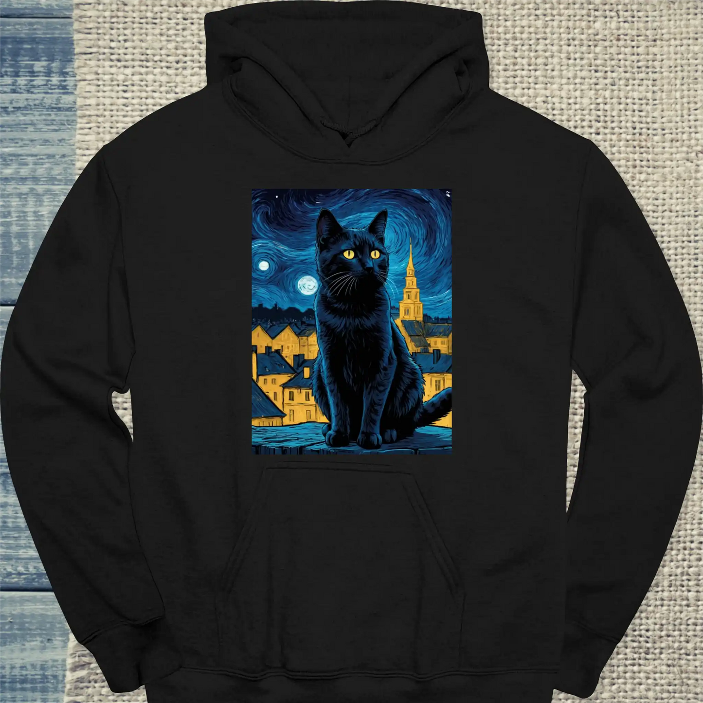 Hoodie - Nacht - Unisex - Katze Schwarz