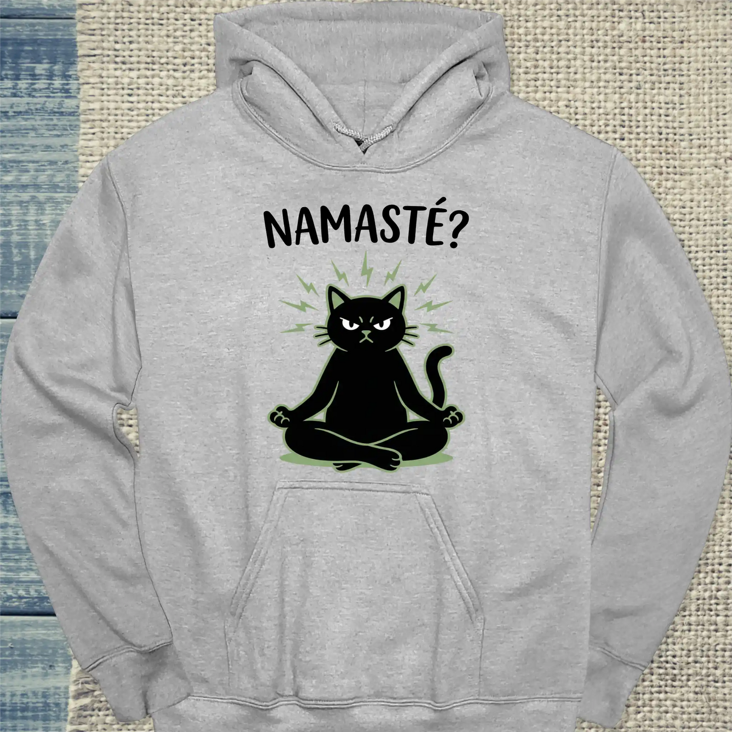 Hoodie - Namaste? - Unisex - Katze Grau