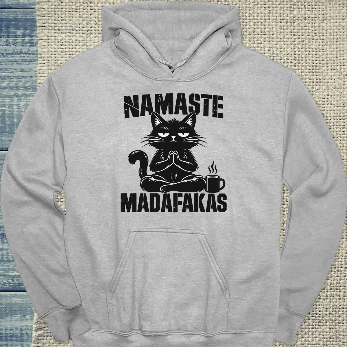 Hoodie - Namaste Madafakas - Unisex - Katze Grau