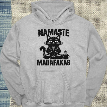 Hoodie - Namaste Madafakas - Unisex - Katze Grau