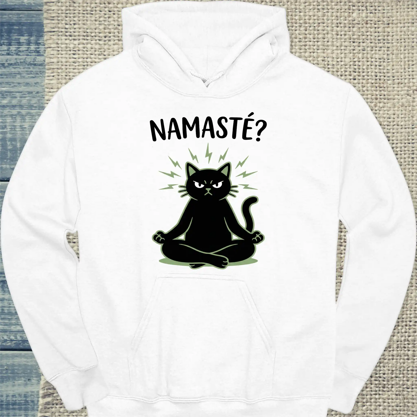 Hoodie - Namaste? - Unisex - Katze Weiß
