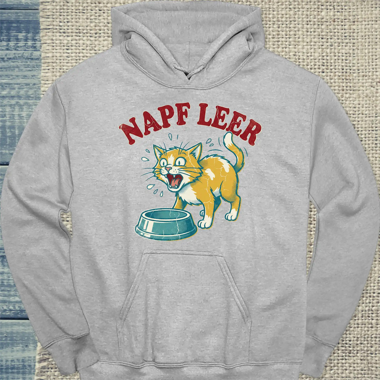 Hoodie - Napf leer - Unisex - Katze Grau