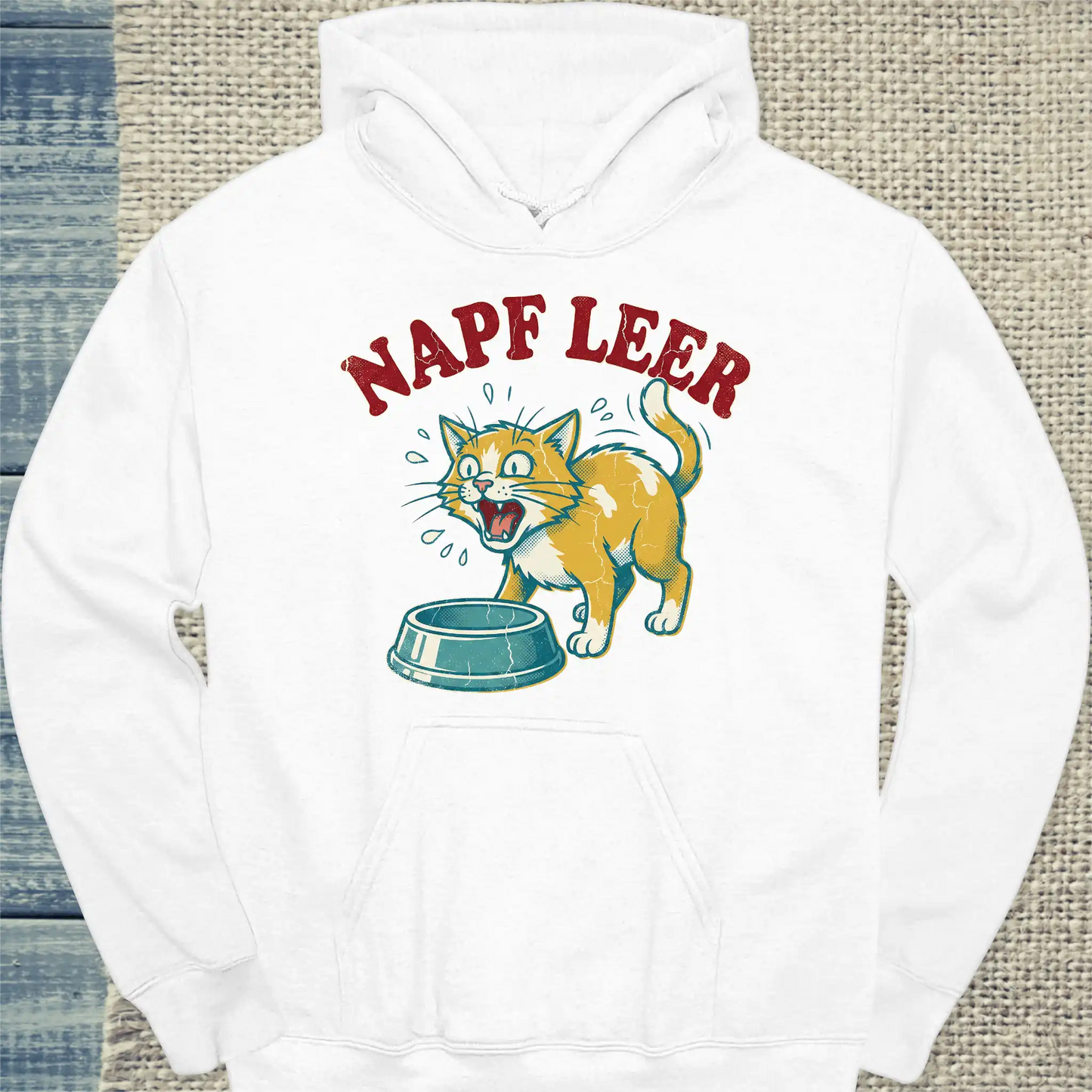 Hoodie - Napf leer - Unisex - Katze Weiß