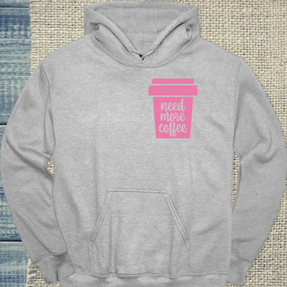 Hoodie - Need More Coffee - Unisex - Kaffee Grau