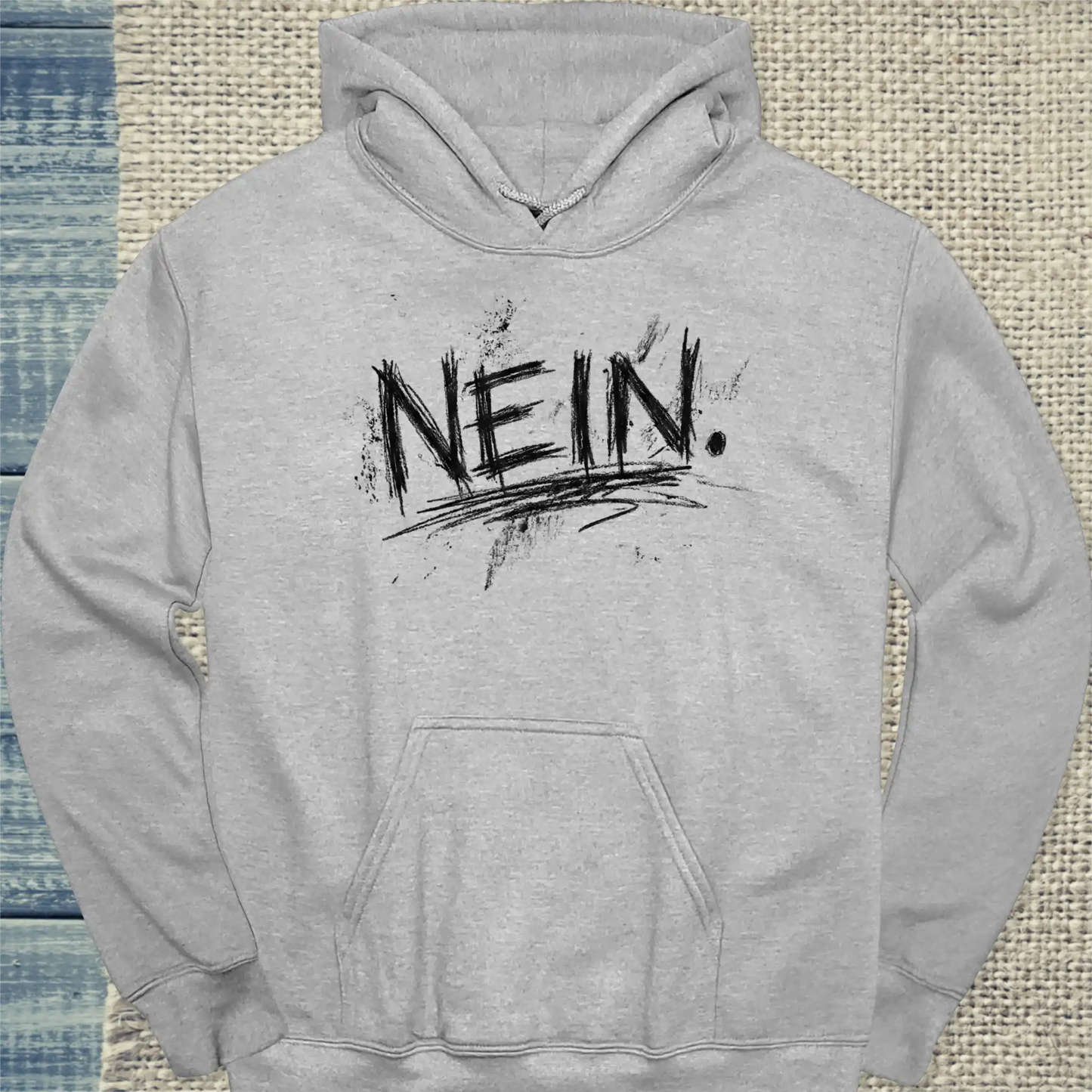 Hoodie - NEIN - Unisex - Katze & Kaffee Grau