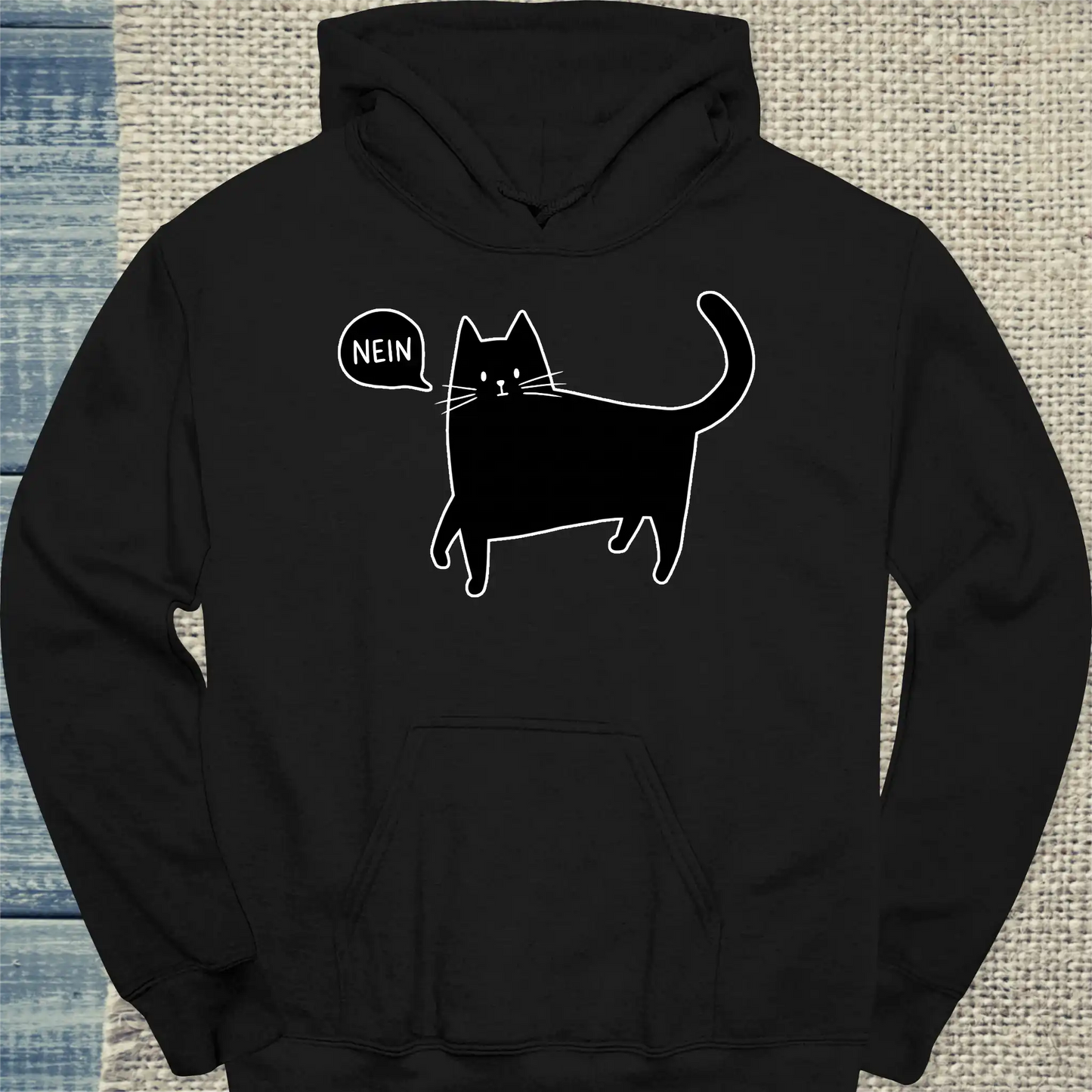 Hoodie - NEIN - Unisex - Katze Schwarz