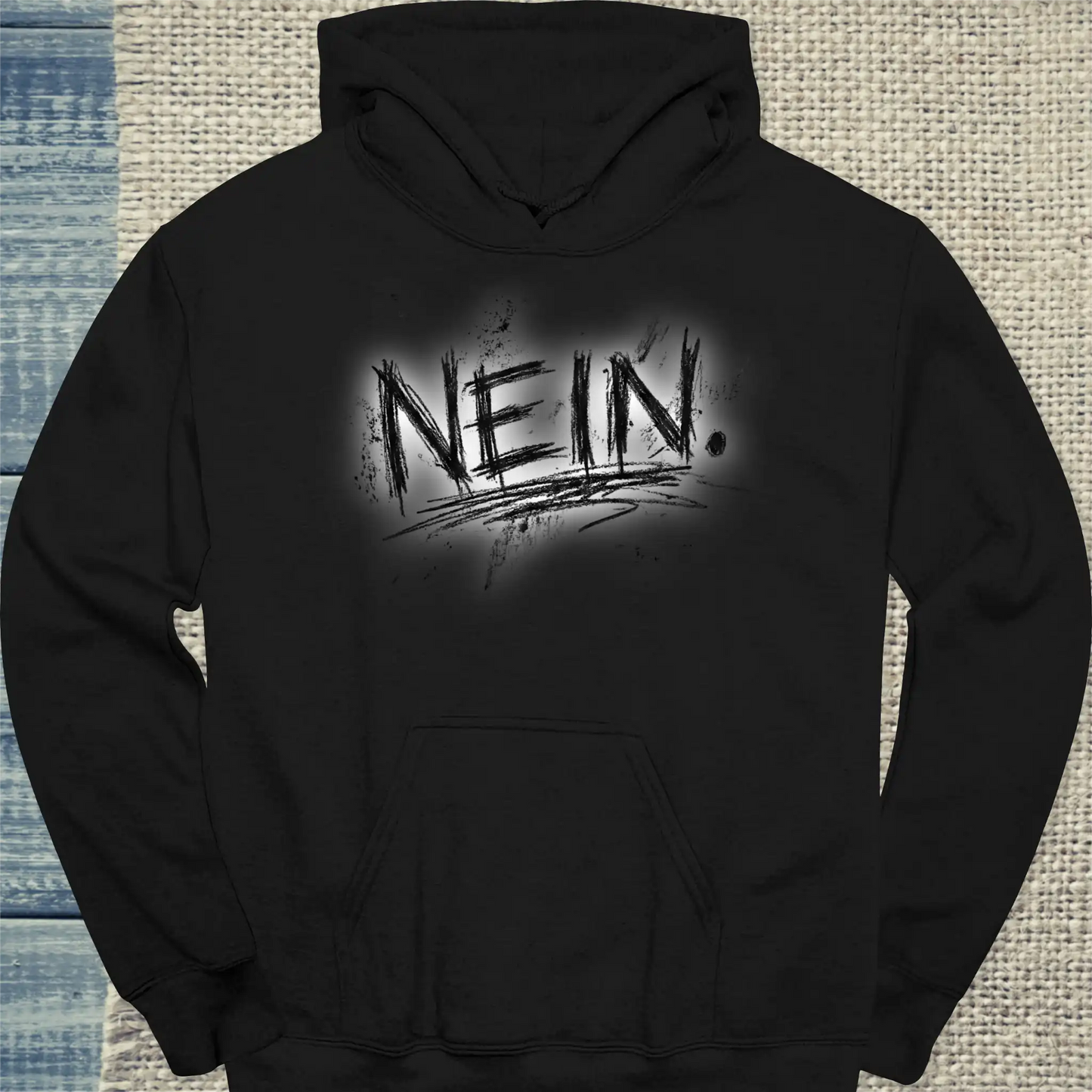 Hoodie - NEIN - Unisex - Katze & Kaffee Schwarz