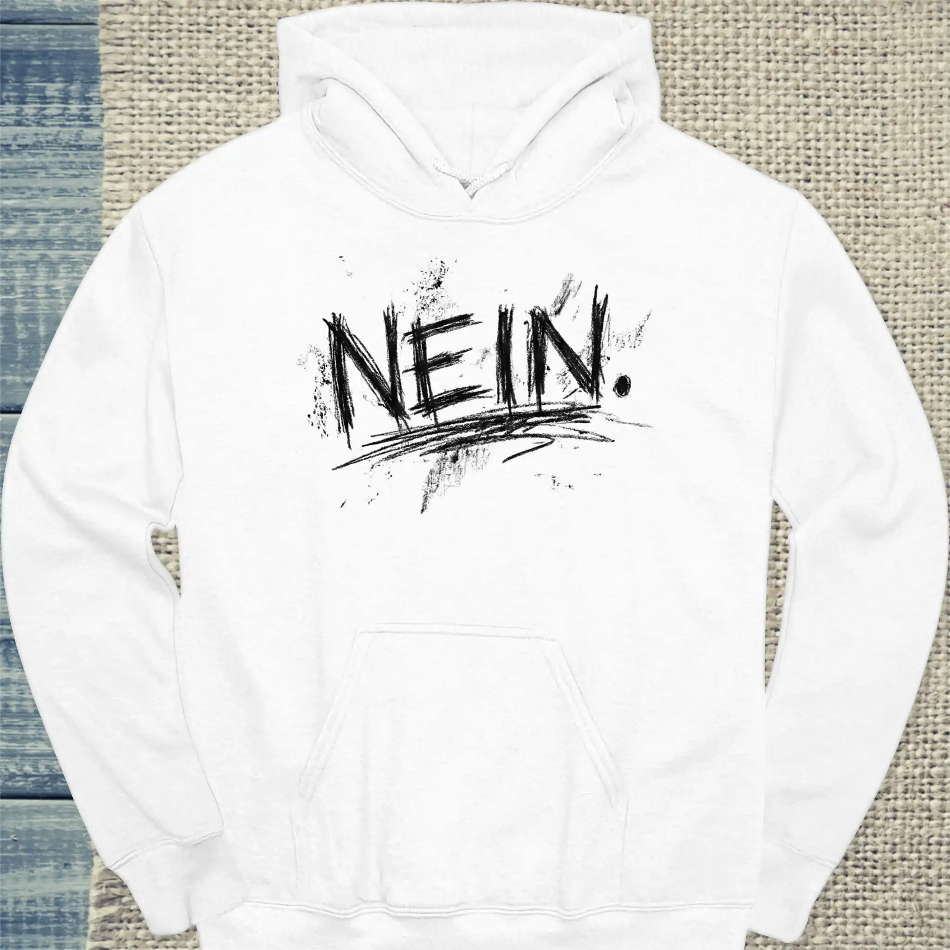 Hoodie - NEIN - Unisex - Katze & Kaffee Weiß