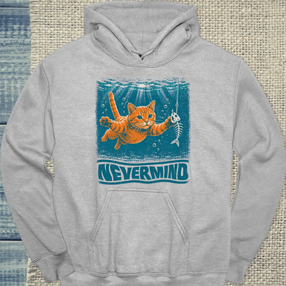 Hoodie - Nevermind - Unisex - Katze, Sommer Grau