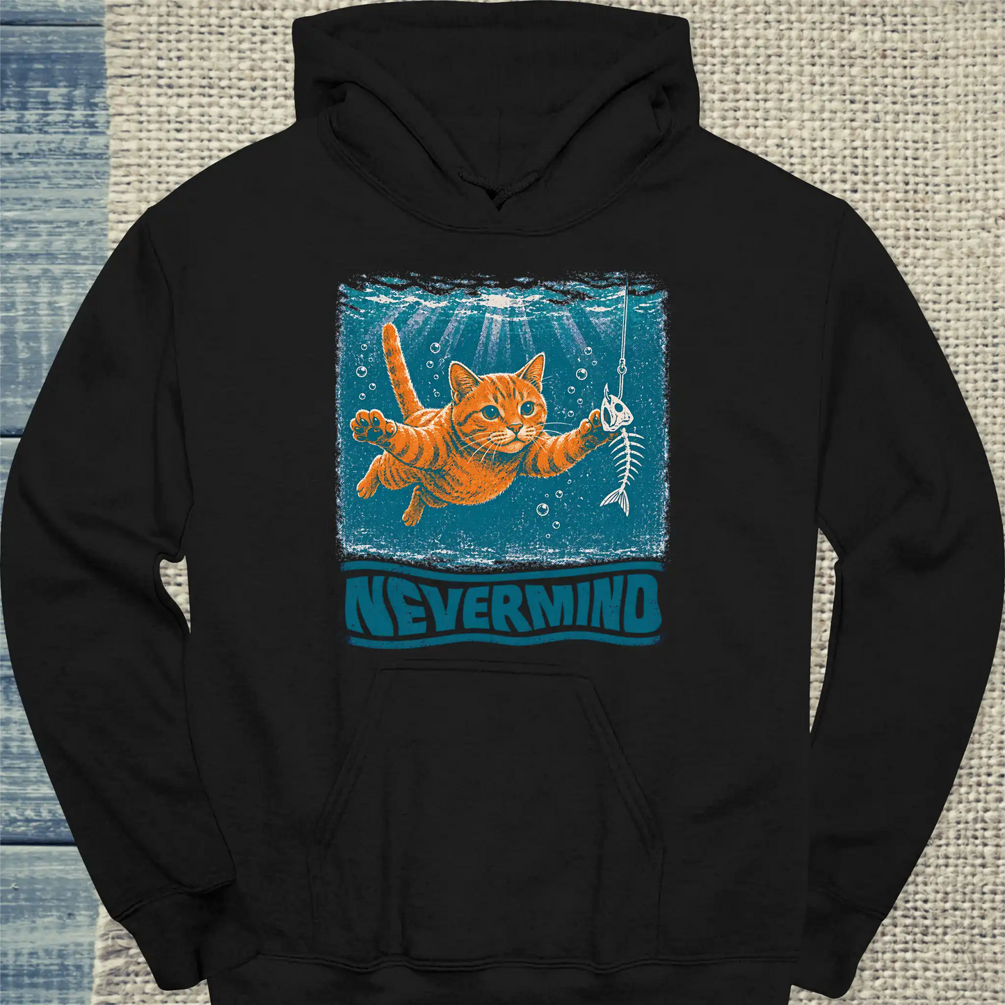 Hoodie - Nevermind - Unisex - Katze, Sommer Schwarz