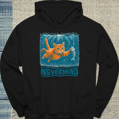 Hoodie - Nevermind - Unisex - Katze, Sommer Schwarz