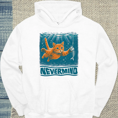 Hoodie - Nevermind - Unisex - Katze, Sommer Weiß