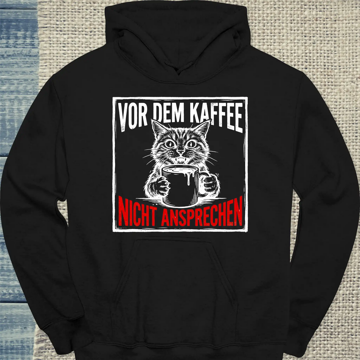 Hoodie - Nicht ansprechen - Unisex - Katze & Kaffee Schwarz