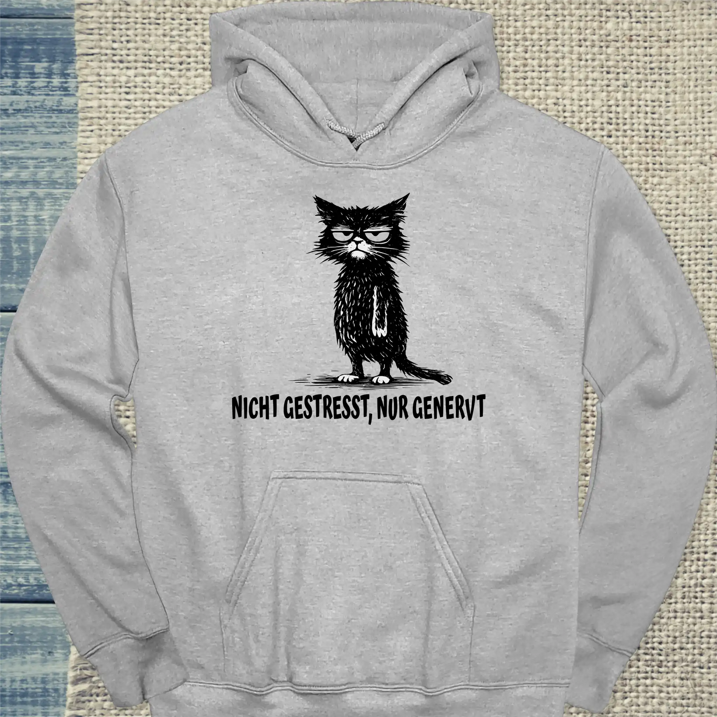 Hoodie - Nicht gestresst, nur genervt - Unisex - Katze Grau