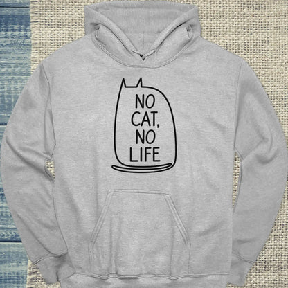 Hoodie - No Cat No Life - Unisex - Katze Grau