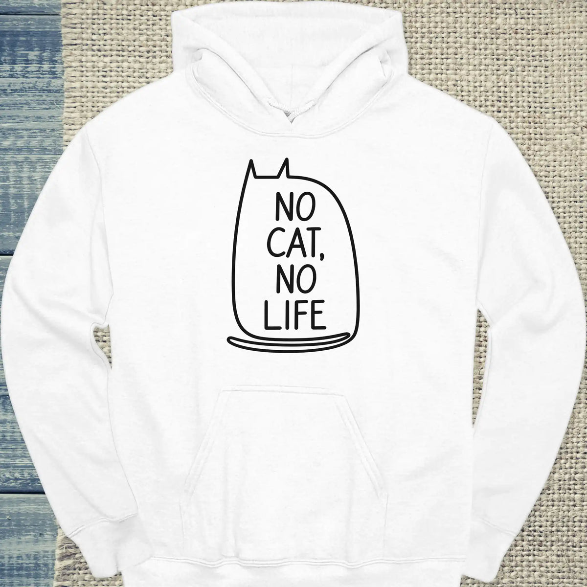Hoodie - No Cat No Life - Unisex - Katze Weiß