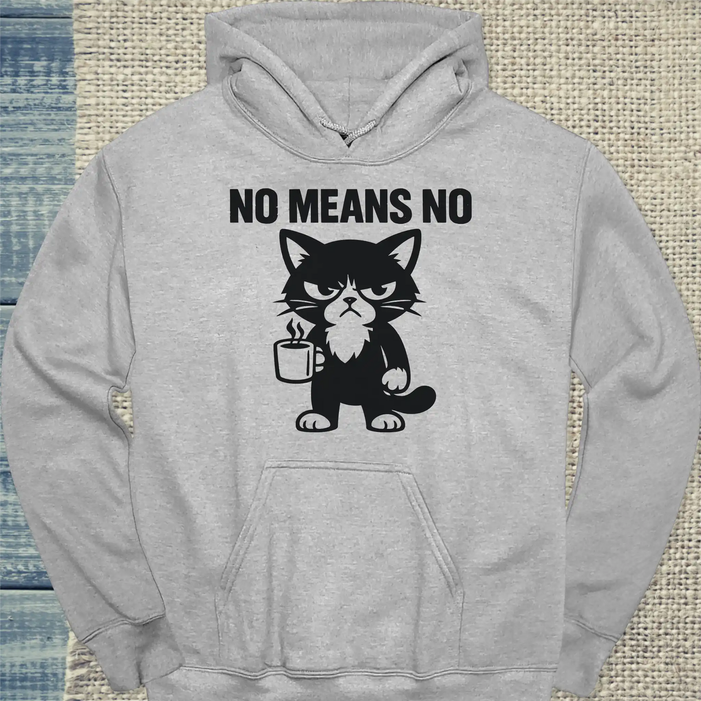 Hoodie - no means no - Unisex - Katze & Kaffee Grau