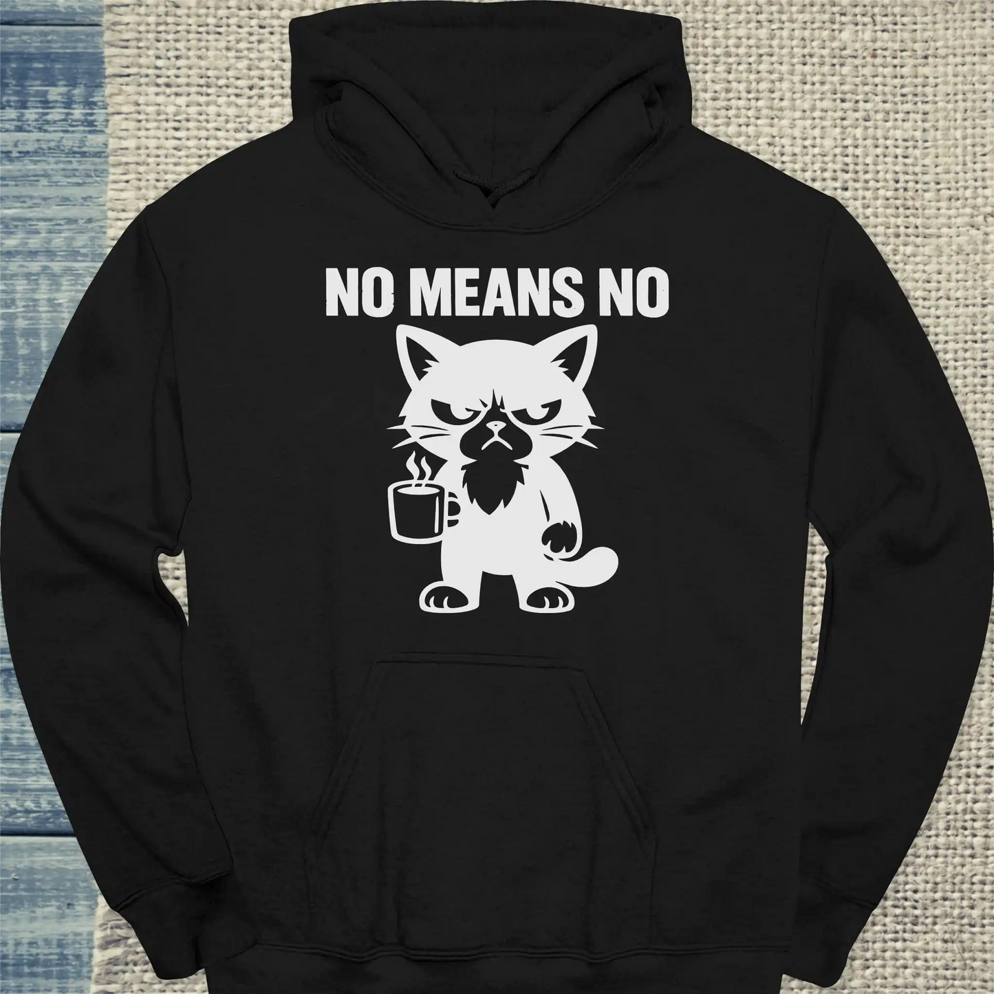 Hoodie - no means no - Unisex - Katze & Kaffee Schwarz