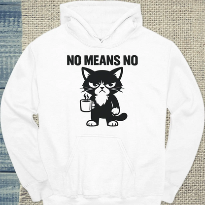 Hoodie - no means no - Unisex - Katze & Kaffee Weiß