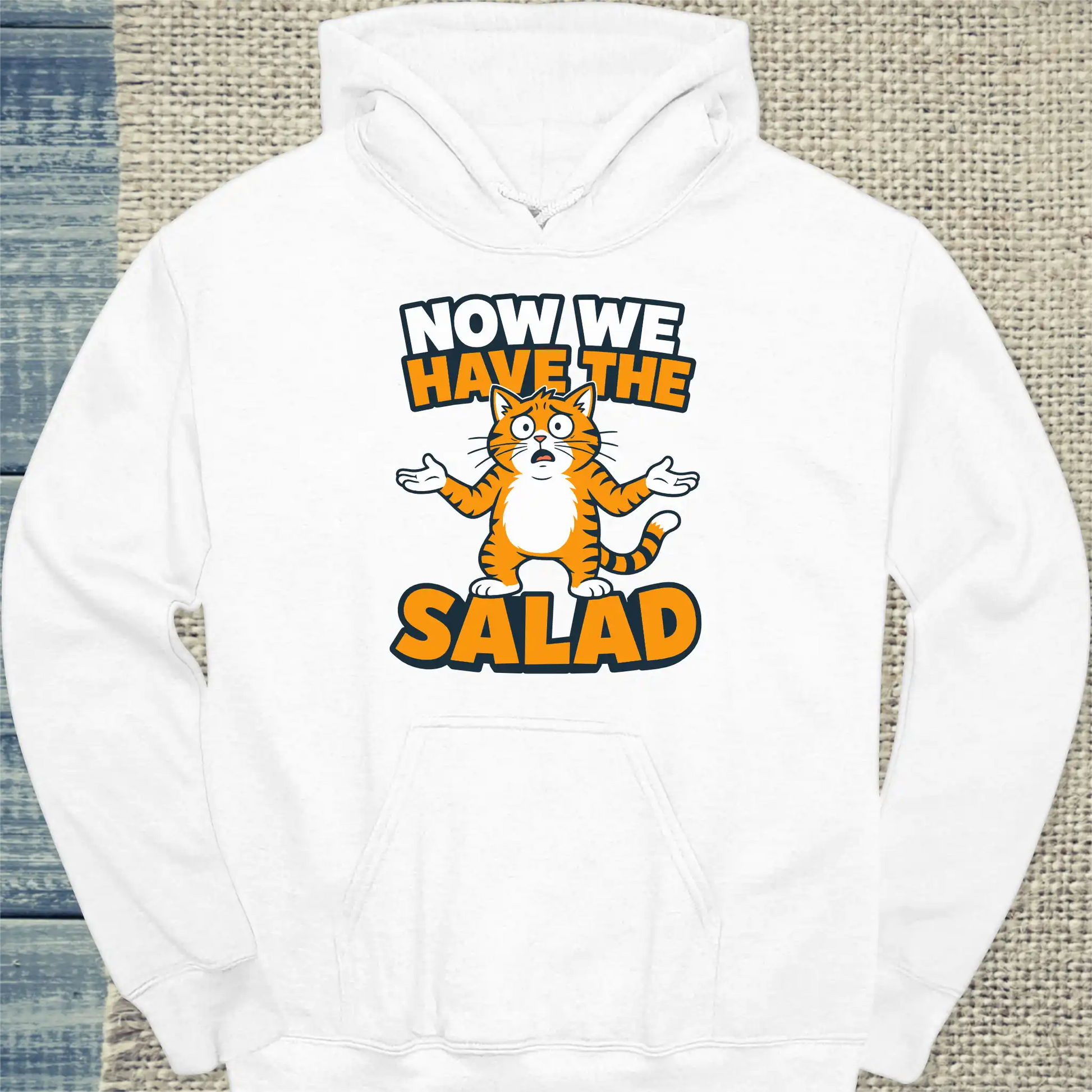 Hoodie - Now we have the salad - Unisex - Katze Weiß