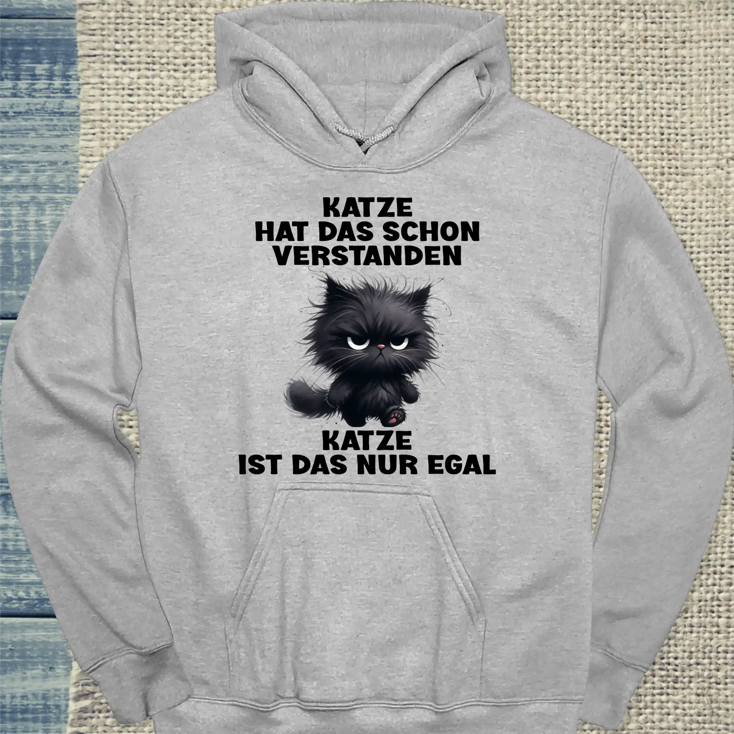 Hoodie - Nur egal - Unisex - Katze Grau