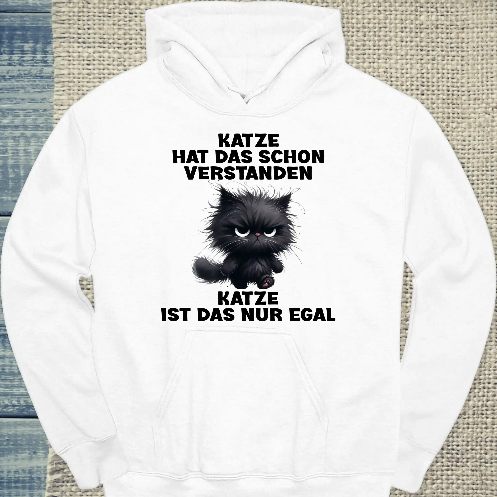 Hoodie - Nur egal - Unisex - Katze Weiß