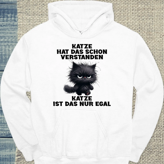 Hoodie - Nur egal - Unisex - Katze Weiß
