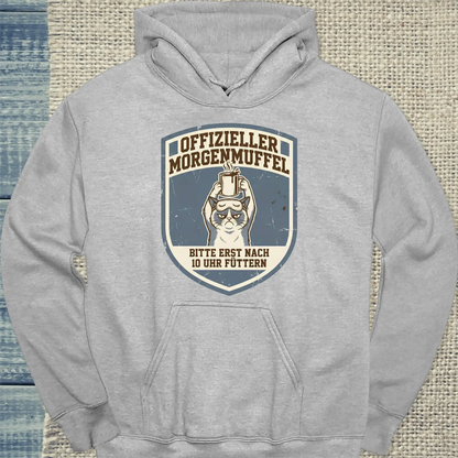 Hoodie - Offizieller Morgenmuffel - Unisex - Katze & Kaffee Grau