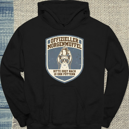 Hoodie - Offizieller Morgenmuffel - Unisex - Katze & Kaffee Schwarz
