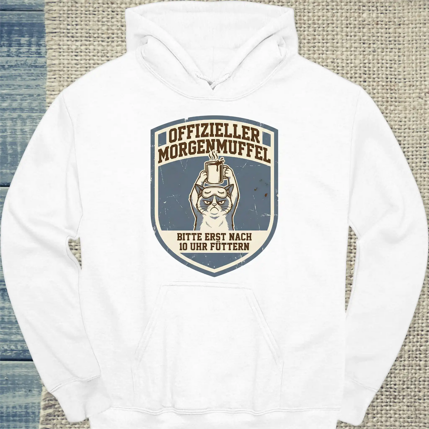 Hoodie - Offizieller Morgenmuffel - Unisex - Katze & Kaffee Weiß