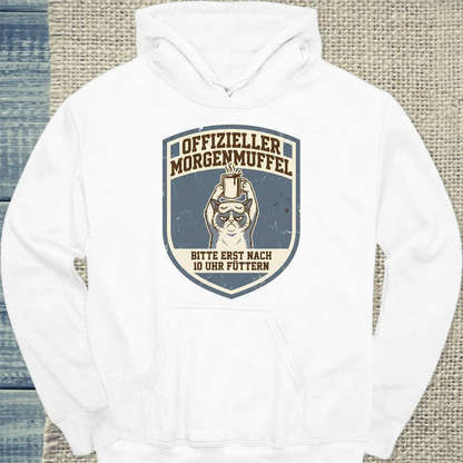 Hoodie - Offizieller Morgenmuffel - Unisex - Katze & Kaffee Weiß