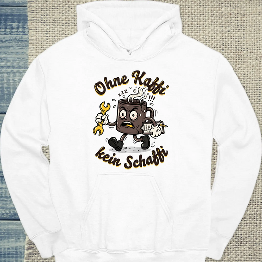 Hoodie - Ohne Kaffi, kein Schaffi - Unisex - Katze, Sommer Weiß
