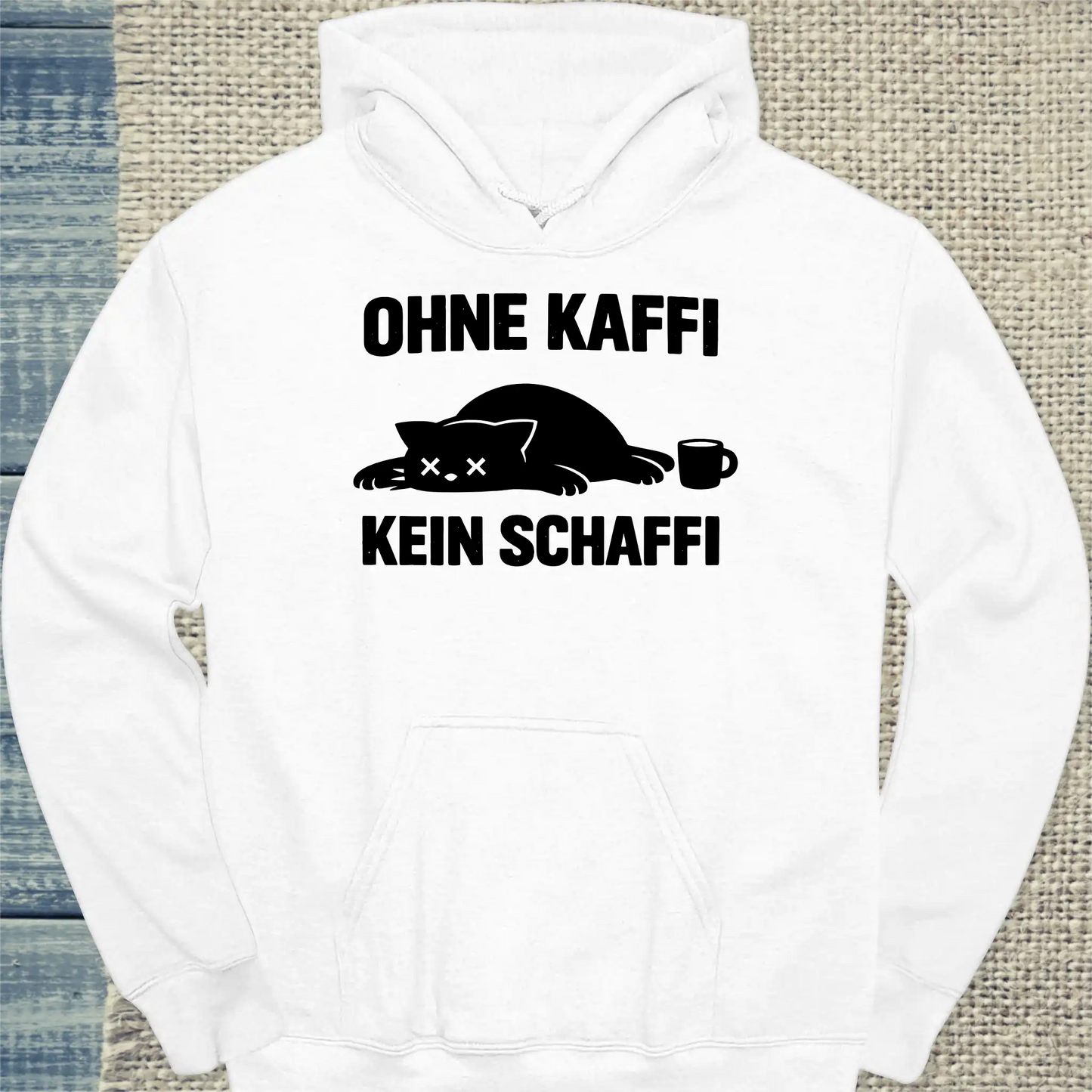 Hoodie - Ohne Kaffi kein Schaffi - Unisex - Katze & Kaffee Weiß