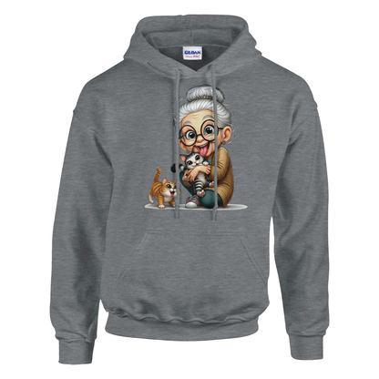 Hoodie - Oma liebt Katzen - Unisex - Kaffee, Cat Lady Grau