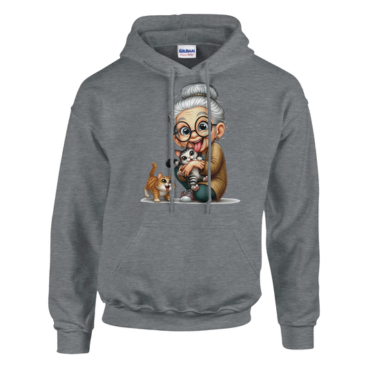 Hoodie - Oma liebt Katzen - Unisex - Kaffee, Cat Lady Grau