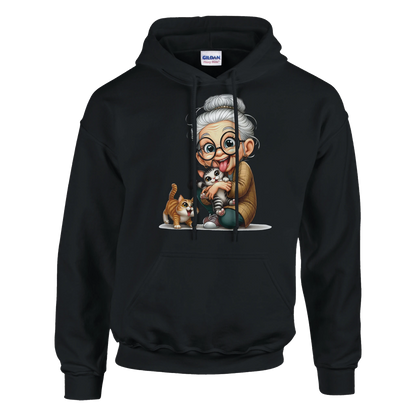 Hoodie - Oma liebt Katzen - Unisex - Kaffee, Cat Lady Schwarz