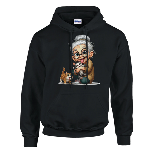Hoodie - Oma liebt Katzen - Unisex - Kaffee, Cat Lady Schwarz