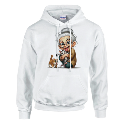 Hoodie - Oma liebt Katzen - Unisex - Kaffee, Cat Lady Weiß