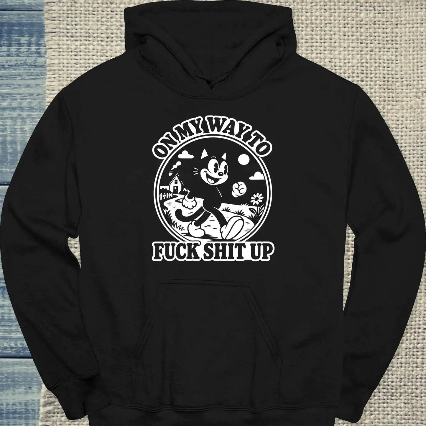 Hoodie - On my Way - Unisex - Katze Schwarz