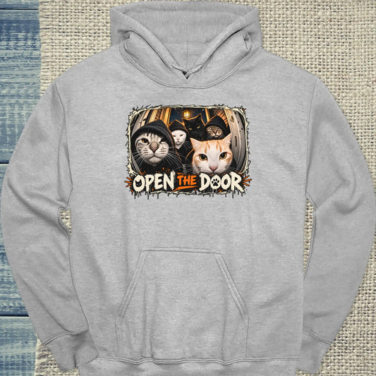 Hoodie - Open - Unisex - Katze, Halloween Grau