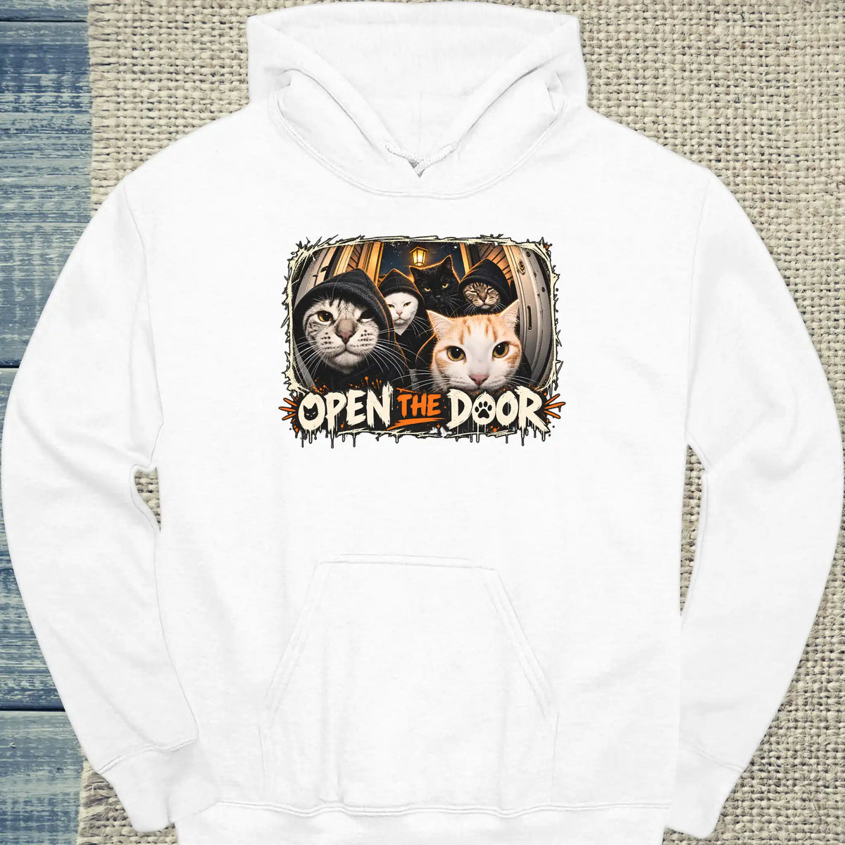 Hoodie - Open - Unisex - Katze, Halloween Weiß