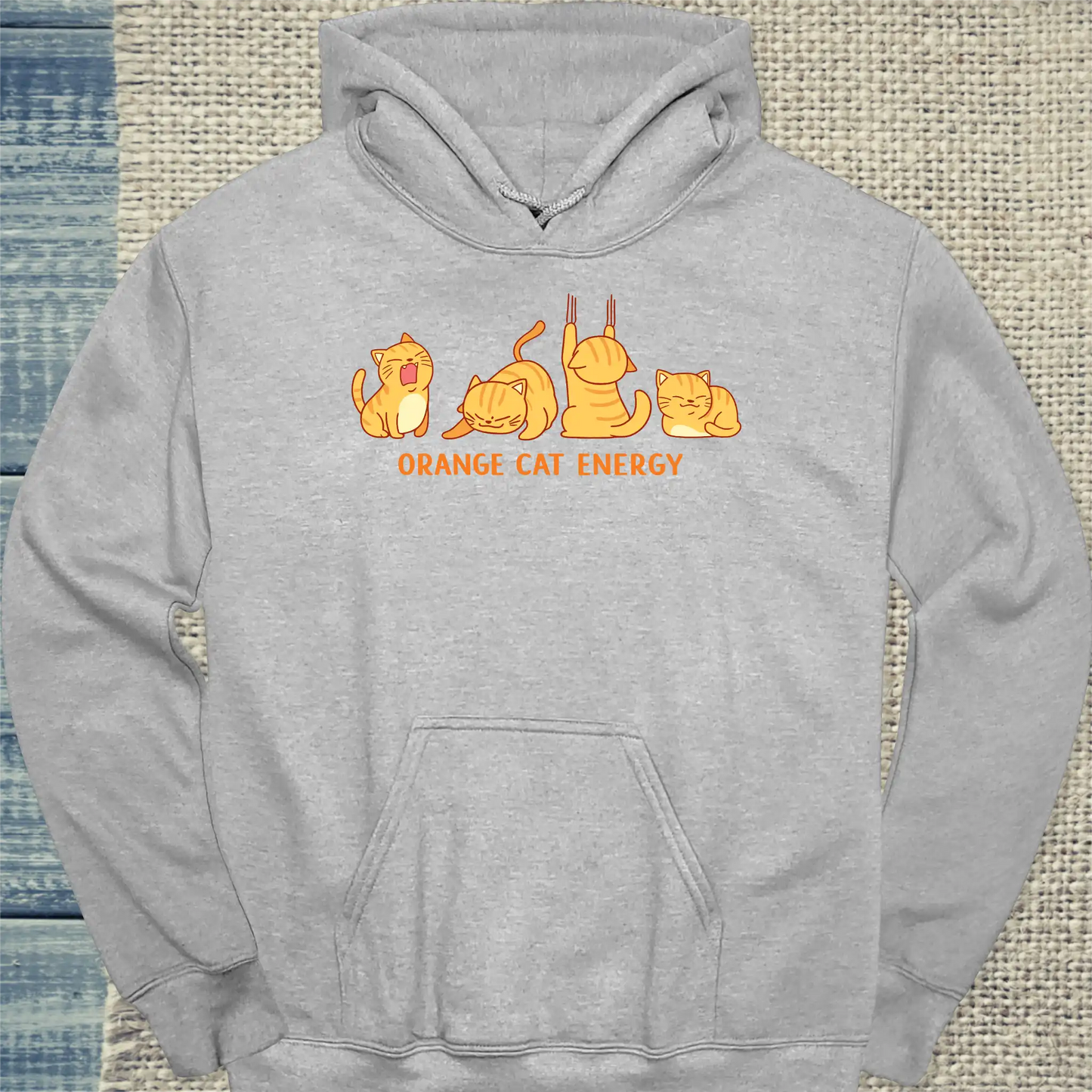 Hoodie - Orange Cat Energy - Unisex - Katze, Orange Grau