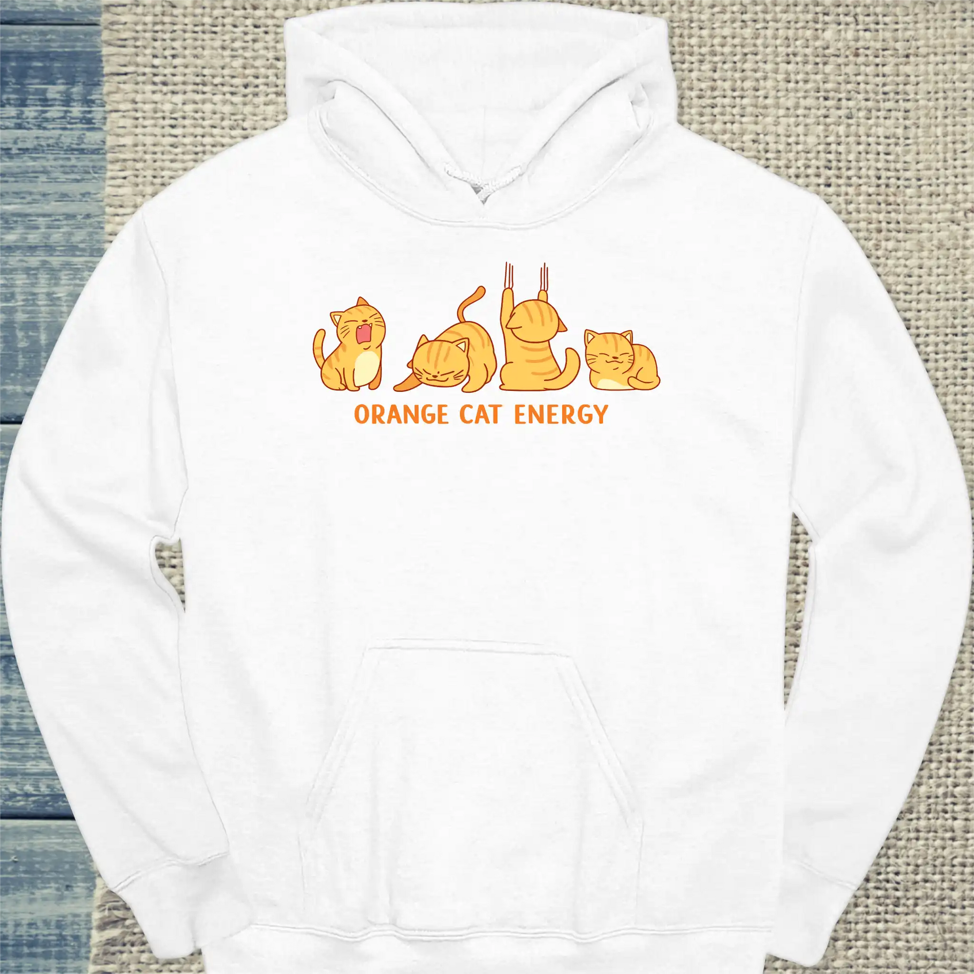 Hoodie - Orange Cat Energy - Unisex - Katze, Orange Weiß