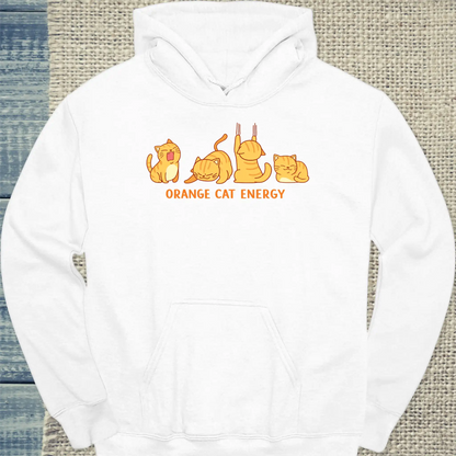 Hoodie - Orange Cat Energy - Unisex - Katze, Orange Weiß