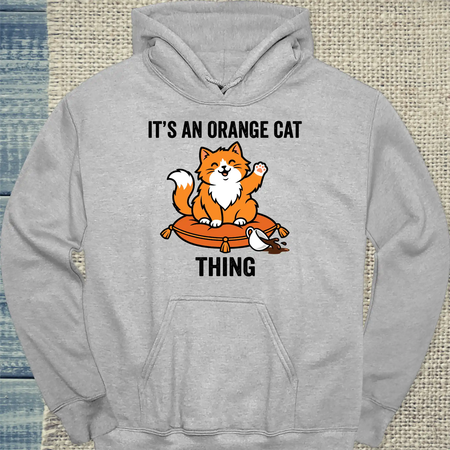 Hoodie - Orange Cat Thing - Unisex - Katze, Orange Grau