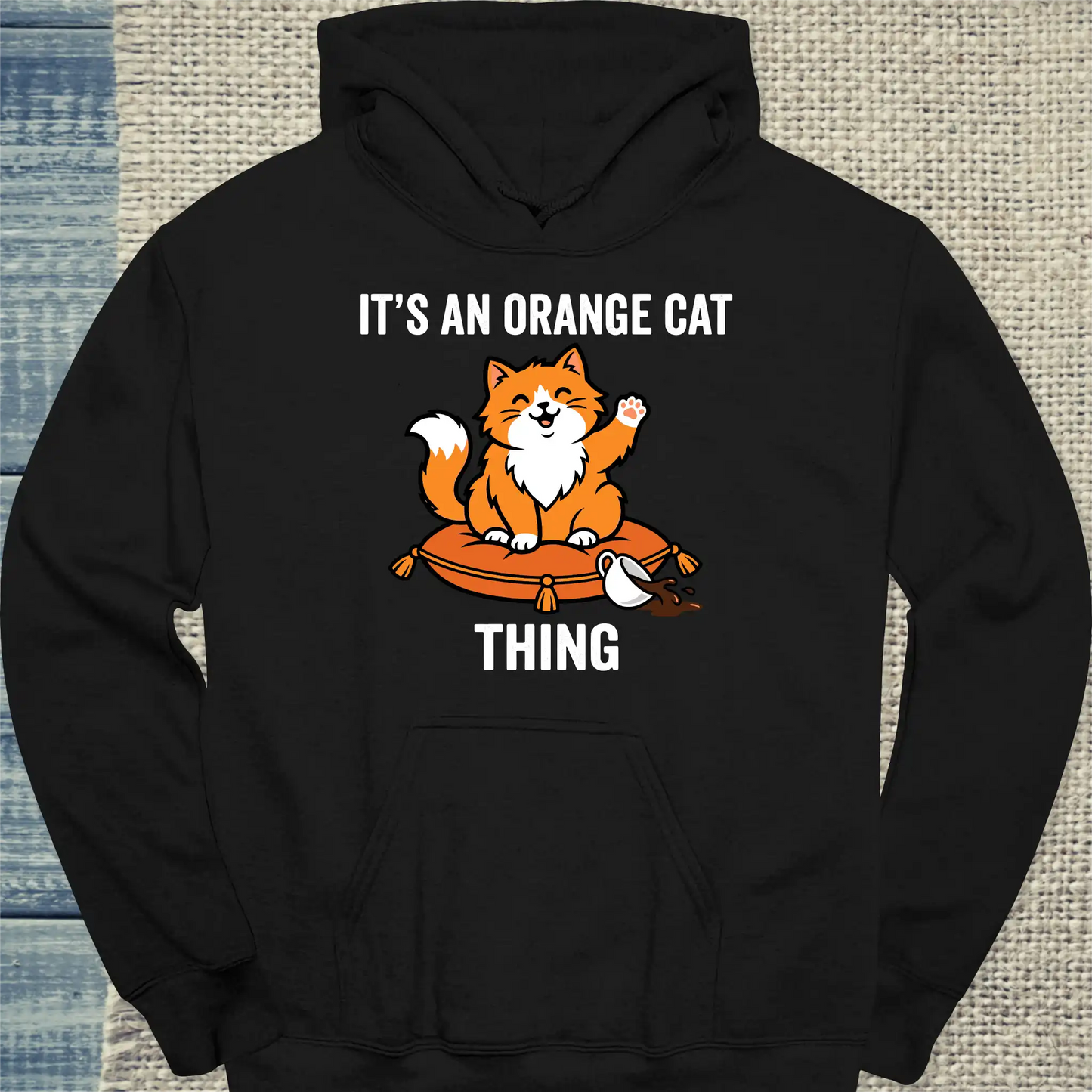 Hoodie - Orange Cat Thing - Unisex - Katze, Orange Schwarz