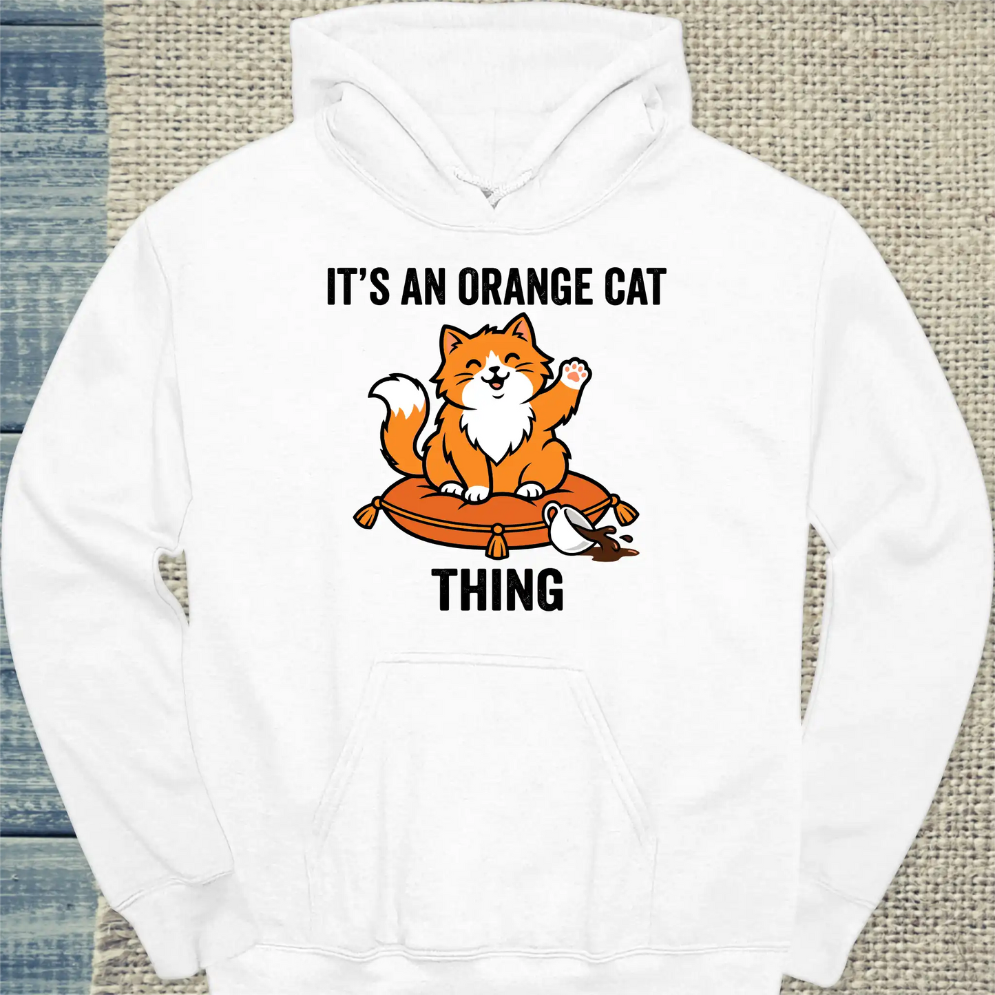 Hoodie - Orange Cat Thing - Unisex - Katze, Orange Weiß