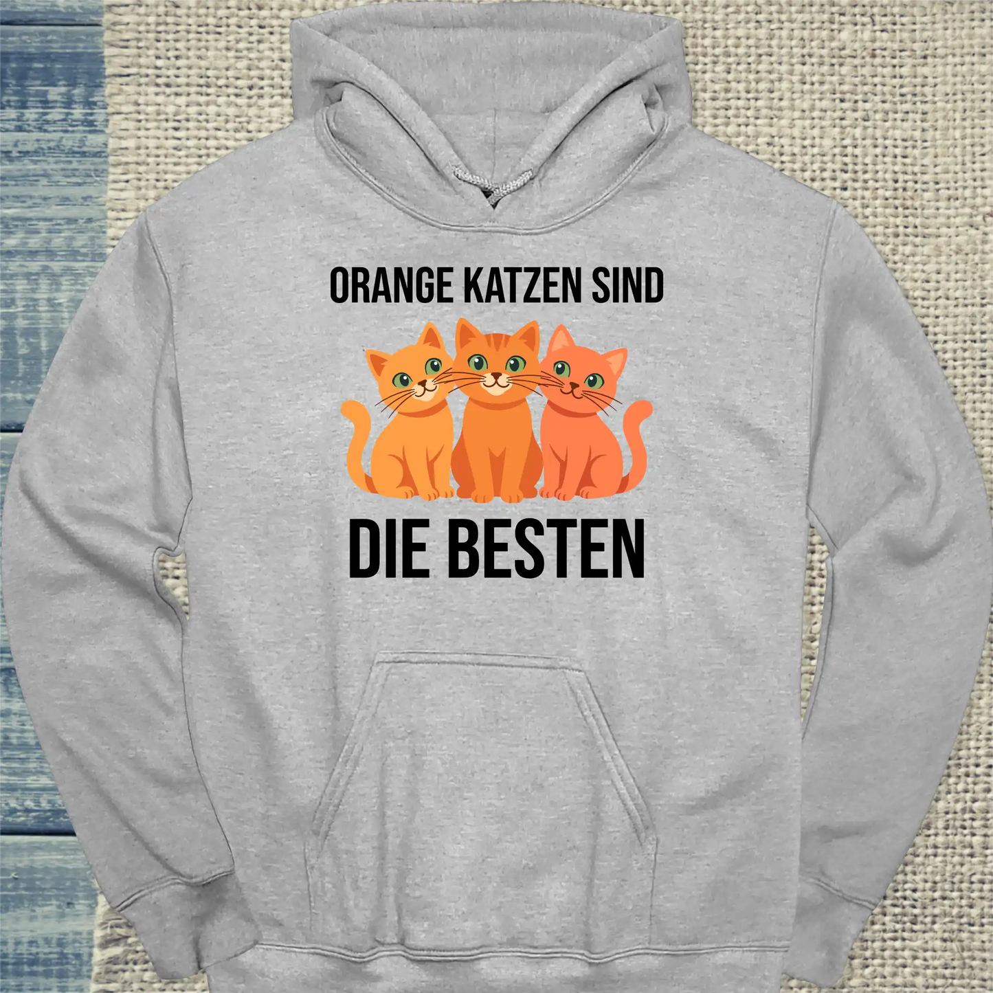 Hoodie - Orange Katzen sind die besten - Unisex - Katze, Orange Grau