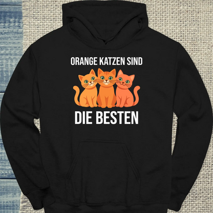 Hoodie - Orange Katzen sind die besten - Unisex - Katze, Orange Schwarz